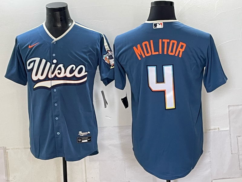 Men 2026 Milwaukee Brewers #4 Molitor blue Game Nike MLB Jersey 092403->milwaukee brewers->MLB Jersey